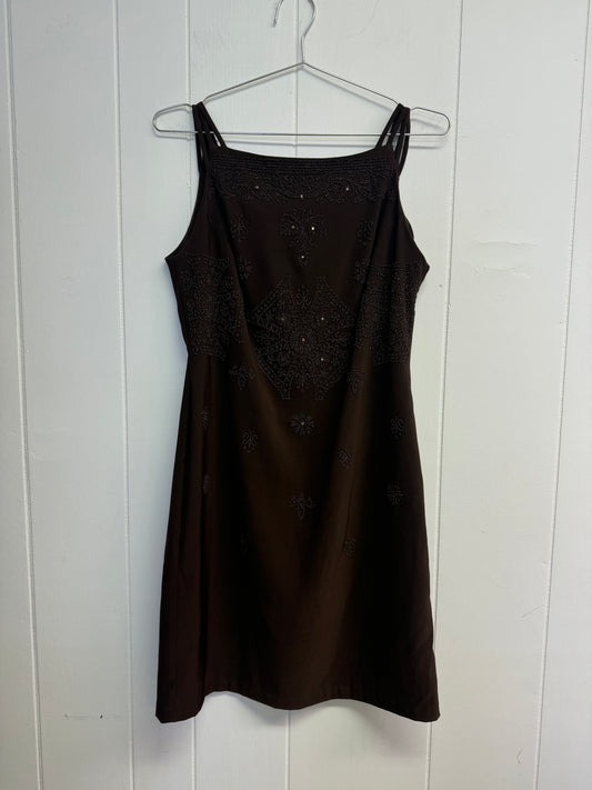 M 90s/y2k brown beaded dress