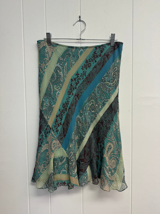 M/L Y2k Blue Mix Paisley Midi Skirt
