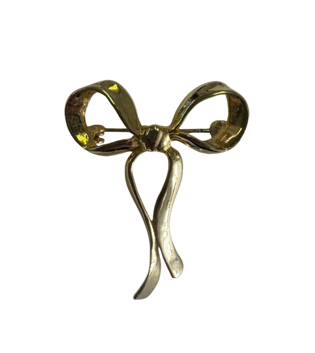 vintage gold bow broach