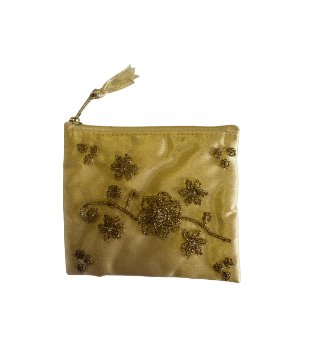 vintage gold beaded card holder