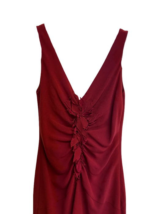XS Y2k BCBG Red Ruffle Midi Dress