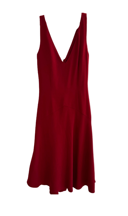XS Y2k BCBG Red Ruffle Midi Dress