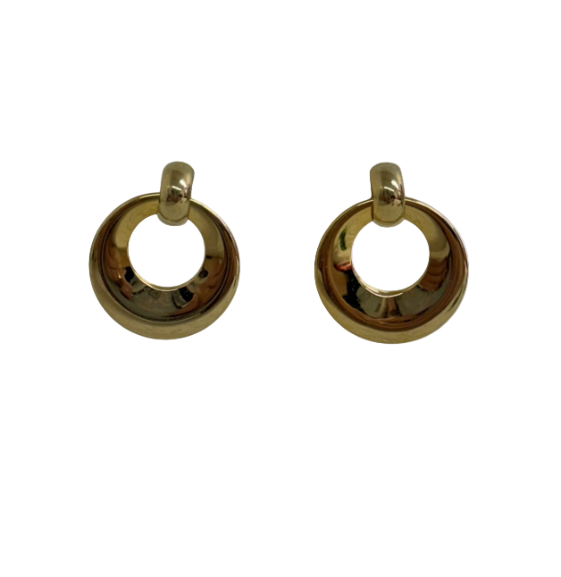 Vintage Wide Gold Circle Earrings
